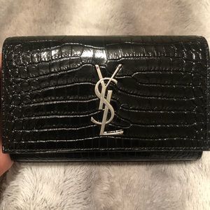 Saint Laurent Crocodile Embossed Kate Belt Bag